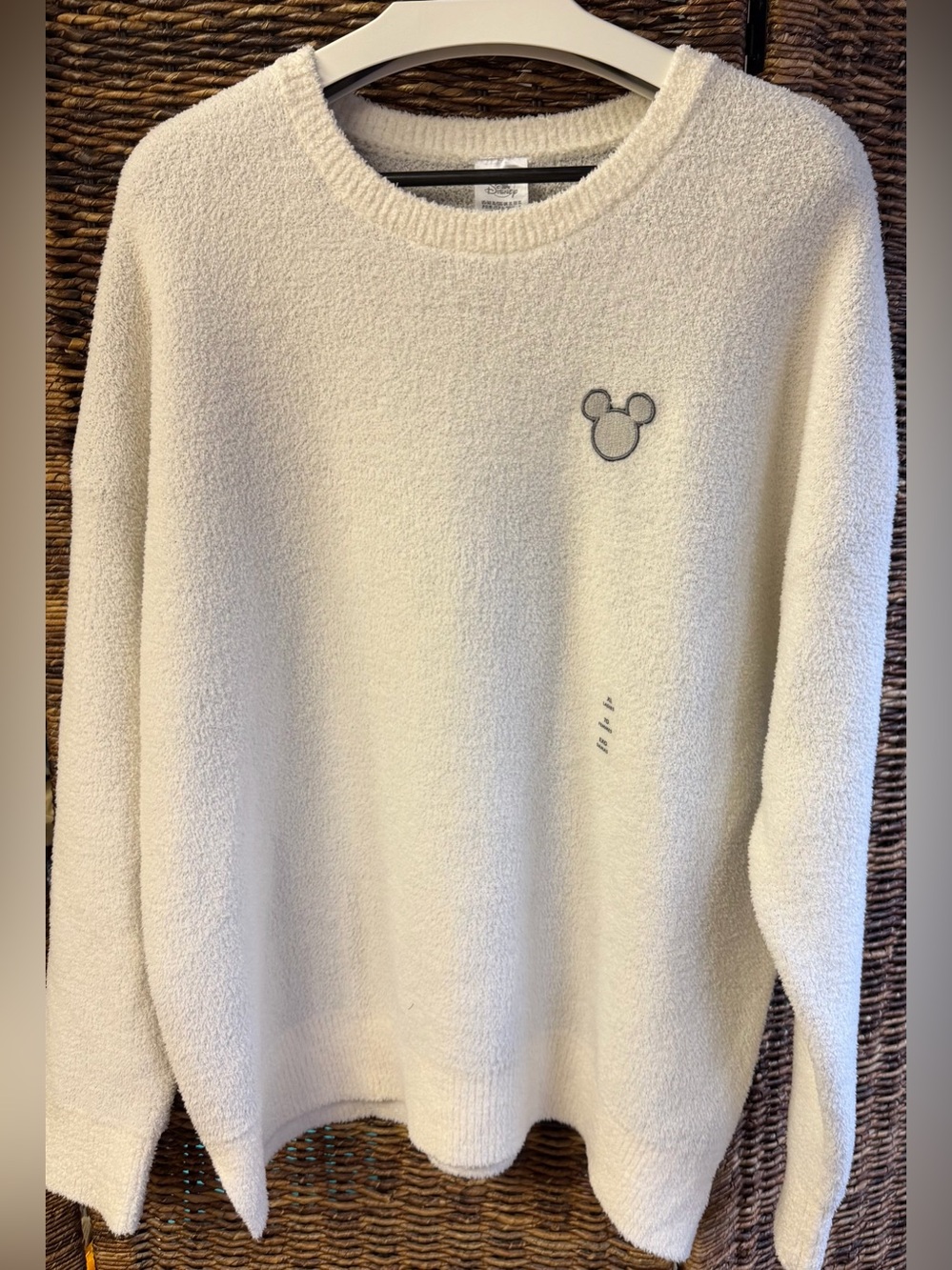 Disney - Cozy Cream Women's Crewneck Sweater - Mouse Embroidery-XL